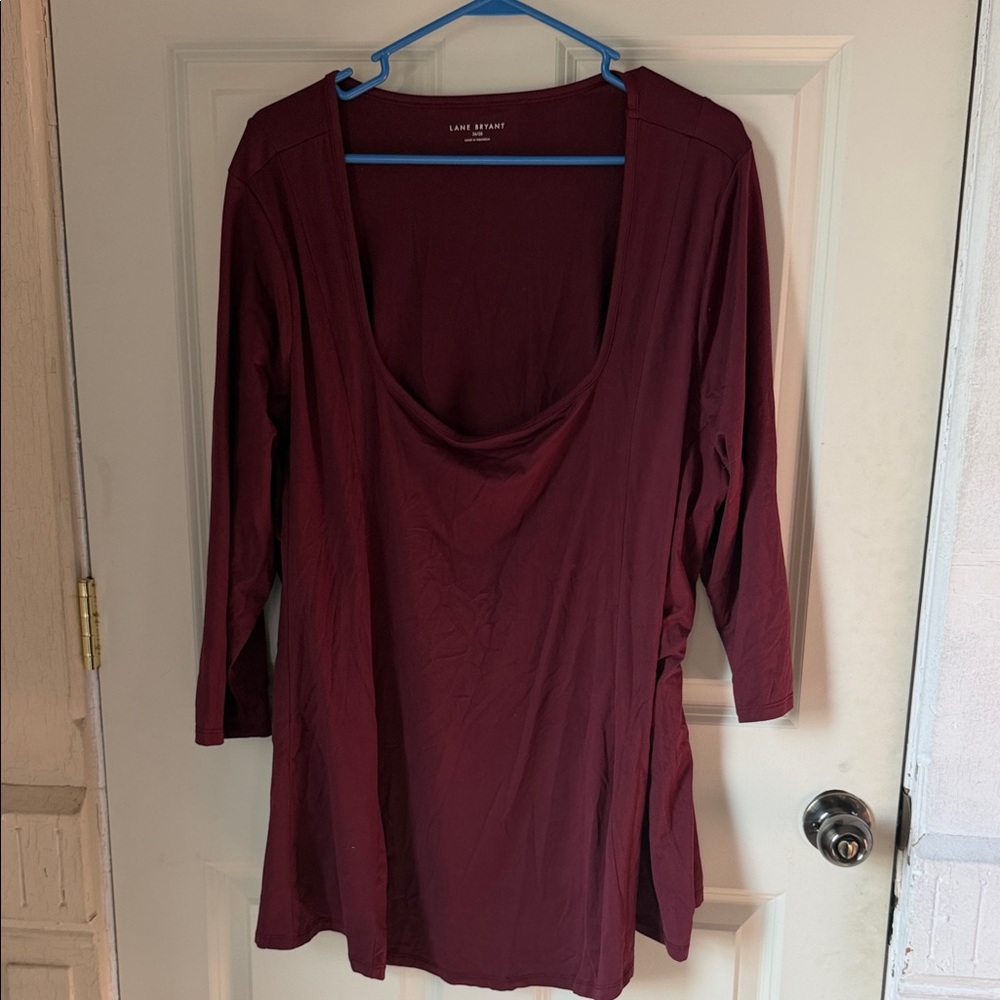 Lane Bryant Deep Red Long Sleeve Top